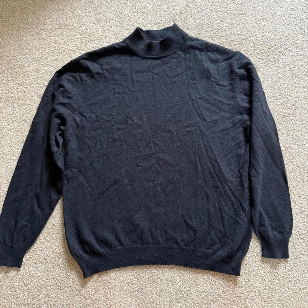 Pronto Uomo Black Merino Wool sweater with 1/2 turtleneck size XL